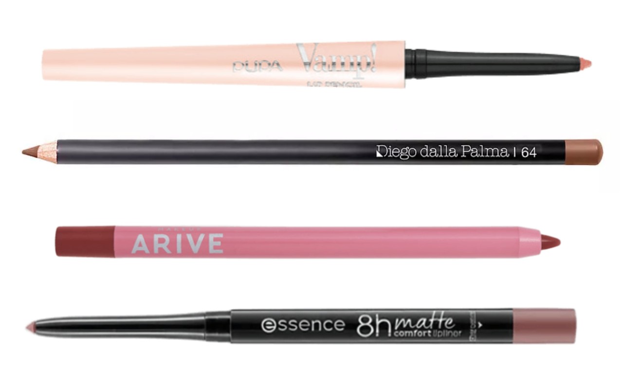 Фото: архивы пресс-служб. Карандаш для губ VAMP!, Pupa; Карандаш для губ, Diego Dalla Palma Milano; Карандаш для губ Creamy Lip Pencil, Arive Makeup; Карандаш для губ 8h Matte Comfort Lipliner, Essence