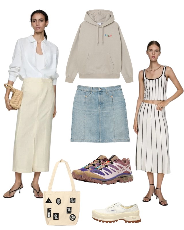 Фото: архив брендов Mango, Obey, Salomon, Martine Rose, Vans, Heresy/km20.ru, kixbox.ru, lamoda.ru