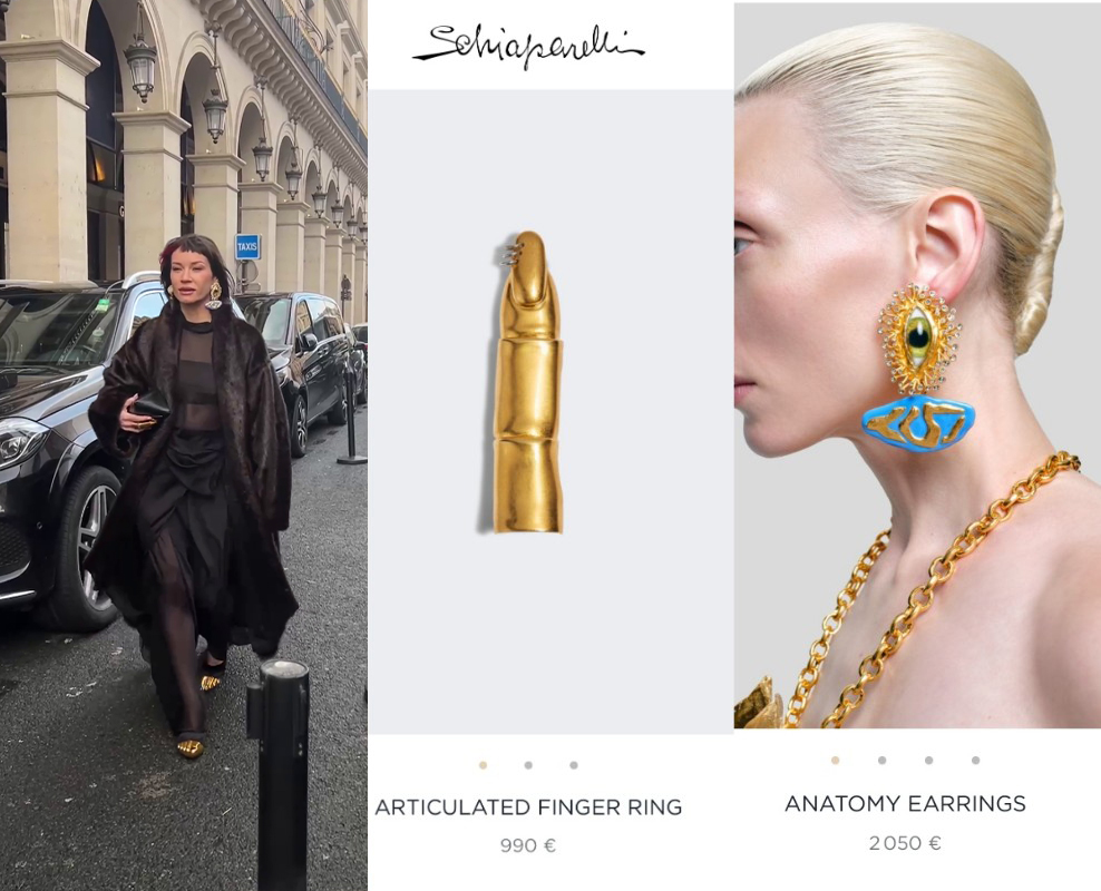 Фото: соцсети / @galichida, архив бренда Schiaparelli/ schiaparelli.com