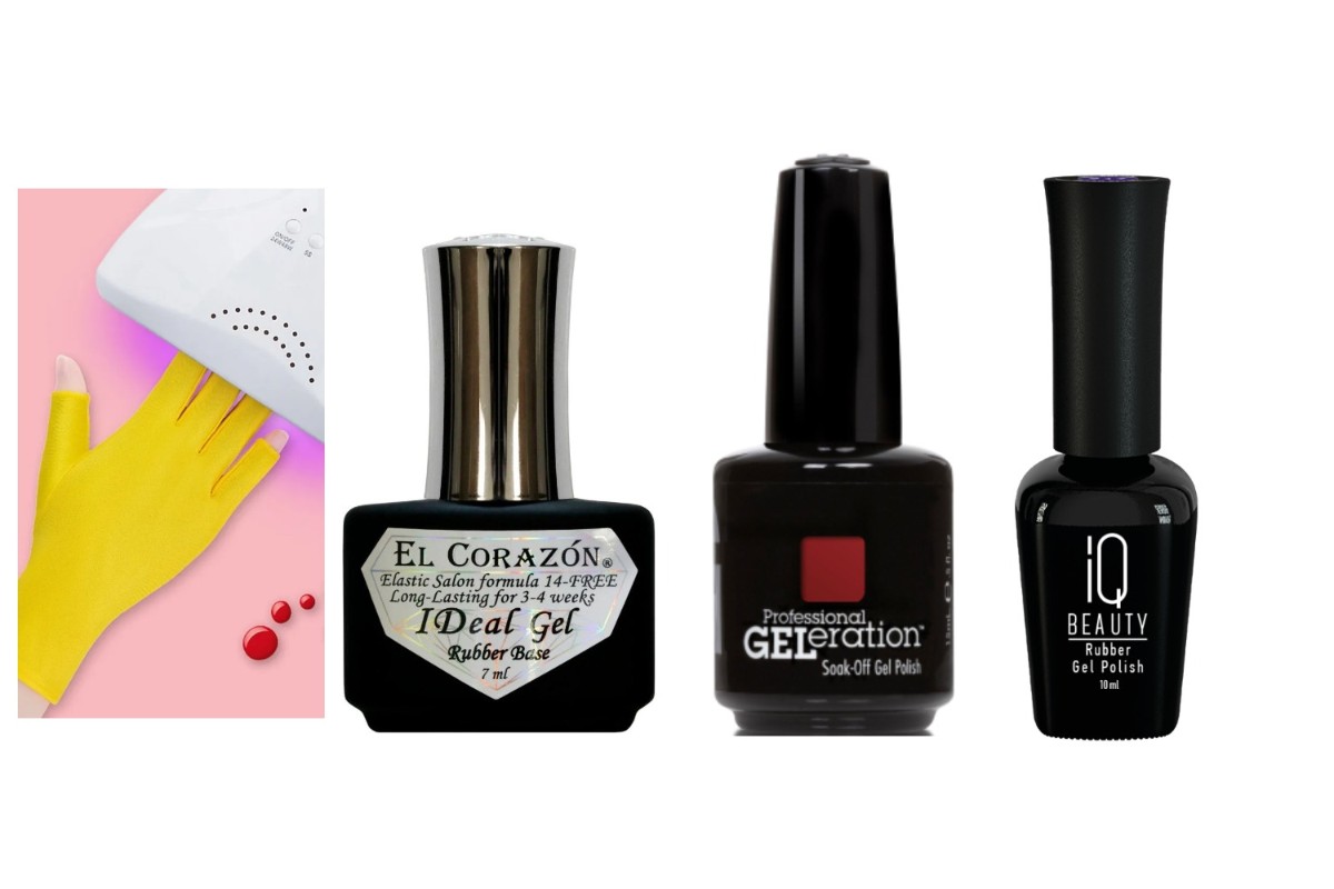 Фото: архивы пресс-служб. Перчатки с защитой от ультрафиолета для гелевого маникюра без пальцев, Xiuliang; База для гель лака IDeal Gel Rubber Base с формулой 14-free, EL Corazon; Гель-лак GELeration 7-Free, Jessica; Каучуковый гель-лак 15-Free, IQ beauty