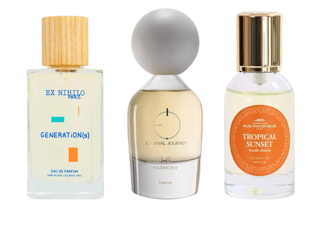 Фото: архивы пресс-служб. Парфюмерная вода Generation(s), EX NIHILO; Духи H2 Harmony, ETERNAL JOURNEY; Духи Tropical Sunset, Comptoir Sud Pacifique