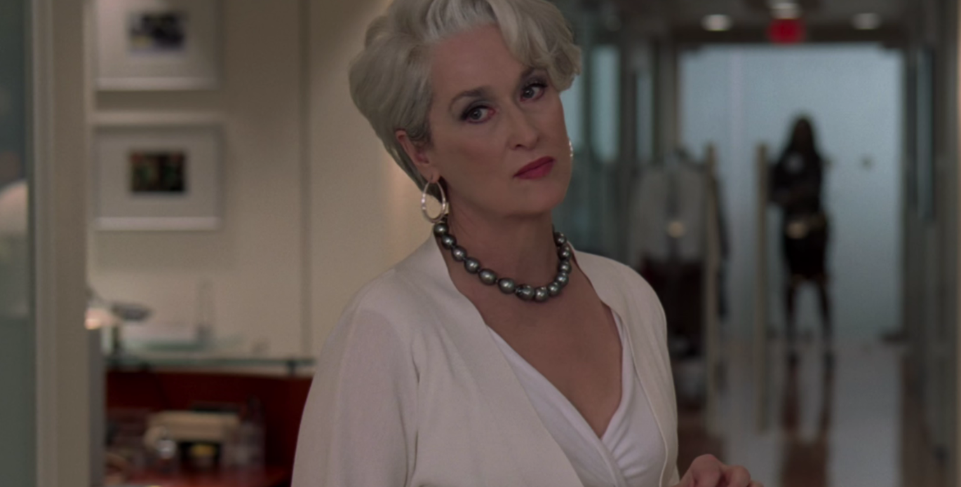 Мэрил Стрип в образе Миранды Пристли. Кадр из фильма &#34;Дьявол носит Prada&#34; (2006)