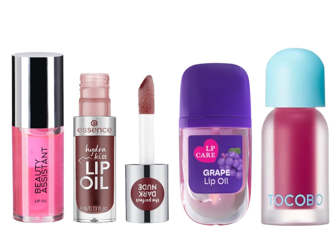 Фото: архивы пресс-служб. Масло для губ, Beauty Assistant; Масло для губ Hydra Kiss, Nude Dark, Essence; Масло для губ Виноград, LP Care; Масло – плампер для губ, 06 Berry Candy, TOCOBO