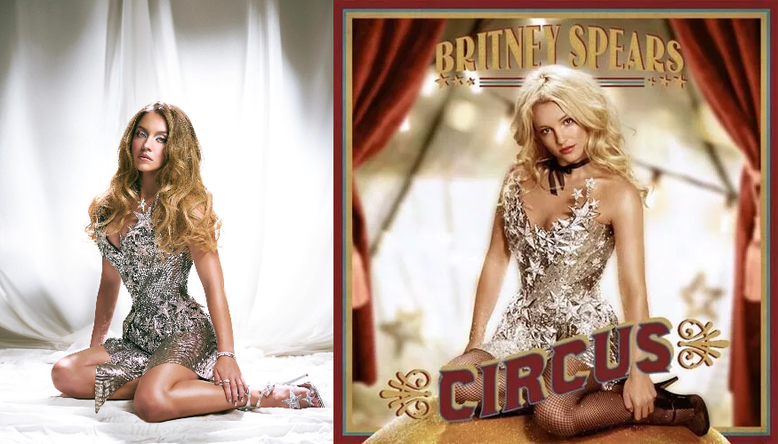 Фото: соцсети / @sydney_sweeney; обложка альбома Circus Бритни Спирс.