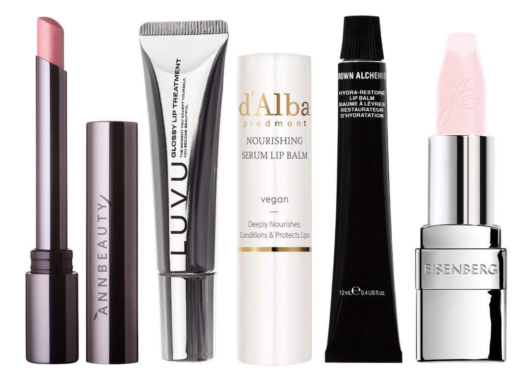 Фото: архивы пресс-служб. Помада-бальзам для губ YOUR LIPS BALM, 001 First Love, Annbeauty; Бальзам для губ Glossy Lip Treatment, LUVU; Питательный бальзам для губ White Truffle Nourishing Serum Lip Balm, d'Alba; Интенсивно увлажняющий бальзам для губ &#34;Ваниль, арбуз и масло шиповника&#34;, Grown Alchemist; Бальзам для губ Baume Fusion, Eisenberg