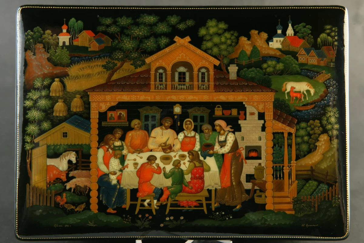Ларец &#34;Лад&#34; Б.М. Ермолаева. Палех, 1989. Из собрания Всероссийского музея декоративно-прикладного искусства. Предоставлено пресс-службой Музея &#34;Новый Иерусалим&#34;