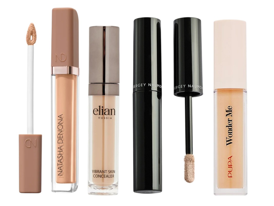 Фото: архивы пресс-служб. Консилер для лица Hy glam, NATASHA DENONA; Кремовый консилер Vibrant Skin Concealer, ELIAN RUSSIA; Консилер с естественным полуматовым эффектом PHENOMENON, SERGEY NAUMOV; Кремовый консилер для лица Wonder Me Fatique Eraser, Pupa