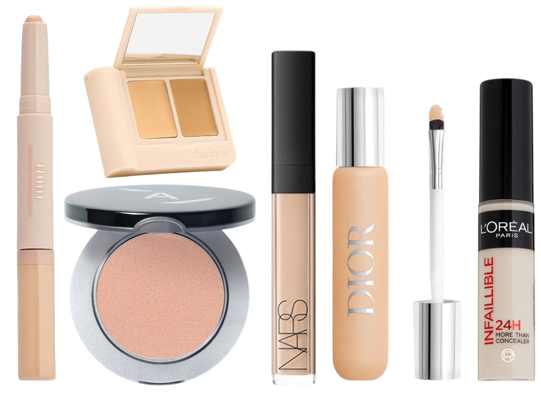 Фото: архивы пресс-служб. Консилер для лица Skin Cover Concealer Duo, Thim; Палетка консилеров для лица Pro cover, Dasique; Увлажняющий консилер для кожи вокруг глаз Your face easy tune concealer, Annbeauty; Консилер-крем, NARS; Водостойкий консилер для лица и тела Flash Perfector Concealer, DIOR; Стойкий мультифункциональный консилер Infaillible, L'Oreal Paris