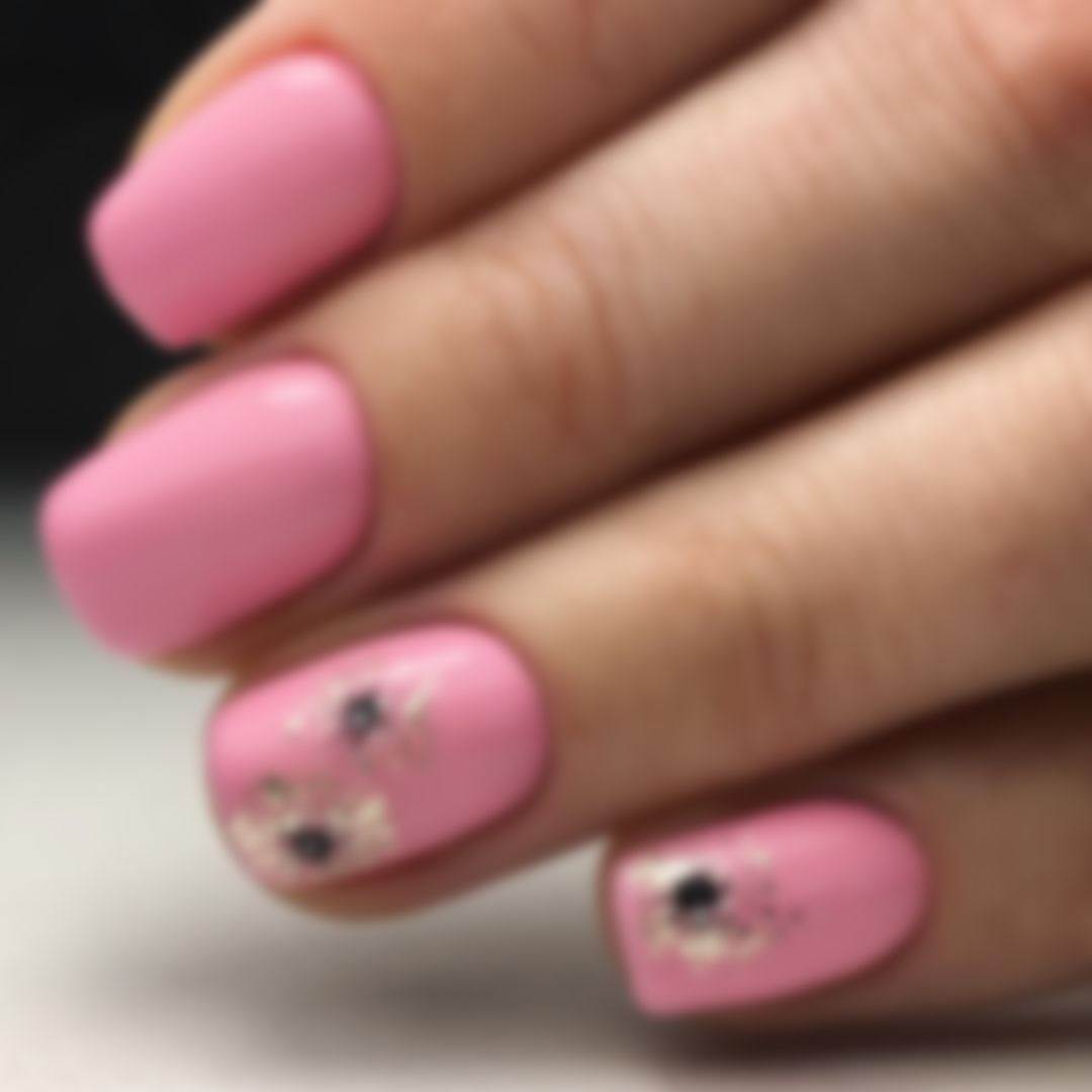 розовый маникюр на коротких ногтях фото