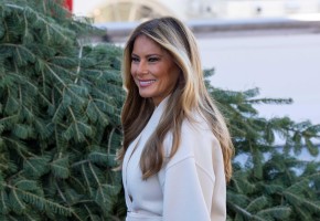 Мелания Трамп в пальто Dior приняла рождественскую ель Белого дома