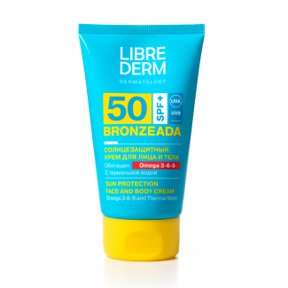 Солнцезащитный крем с Омега 3-6-9 и термальной водой SPF50+ Bronzeada