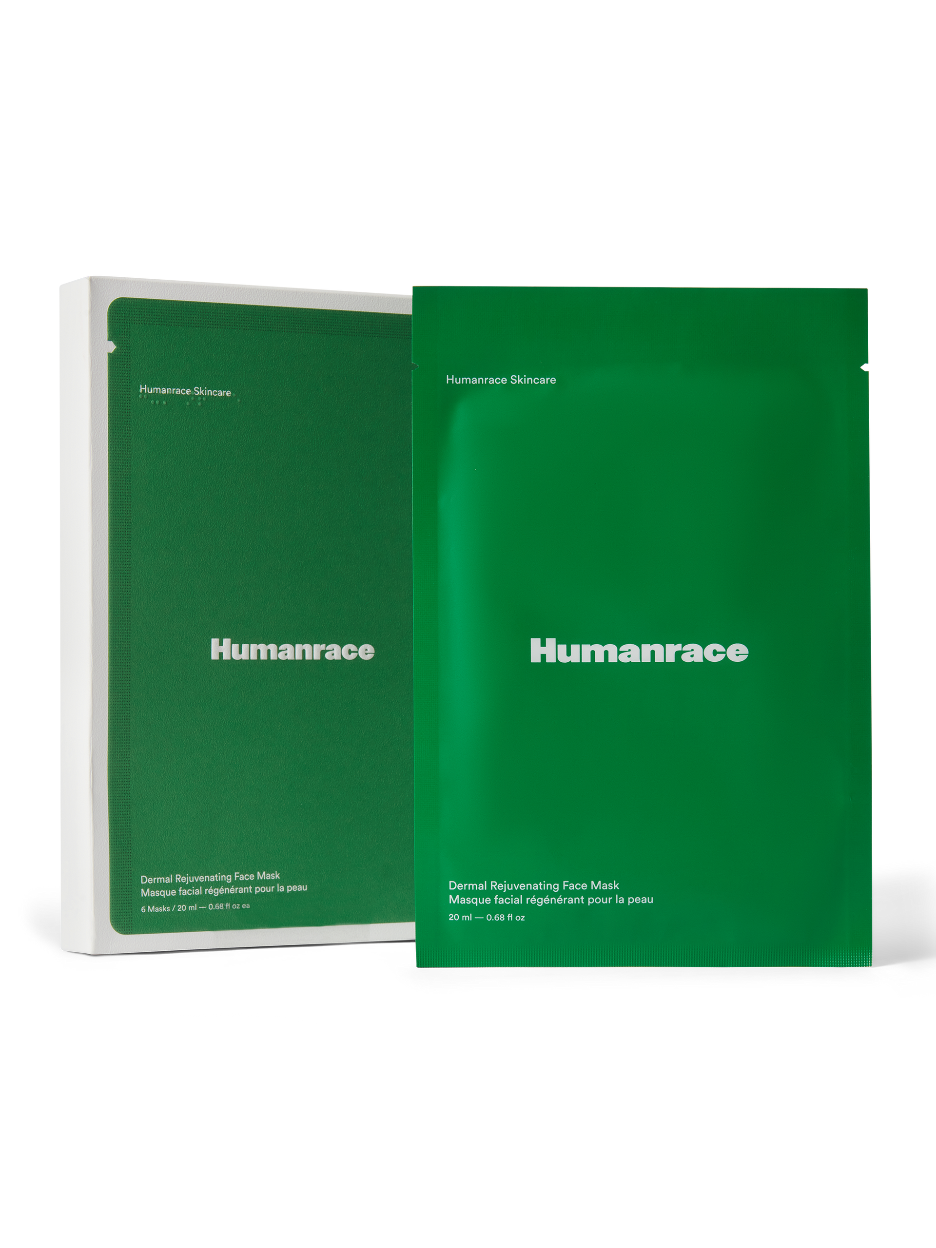 Упаковка маски Humanrace Dermal Rejuvenating Face Mask рядом с коробкой набора