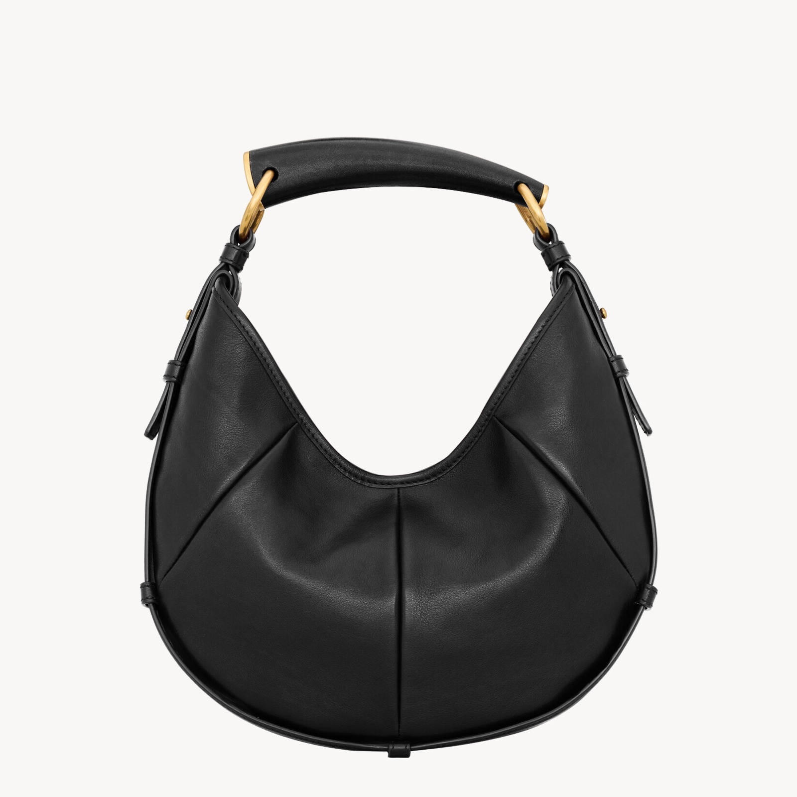 Черная кожаная сумка Saint Laurent Mombasa с изогнутой ручкой