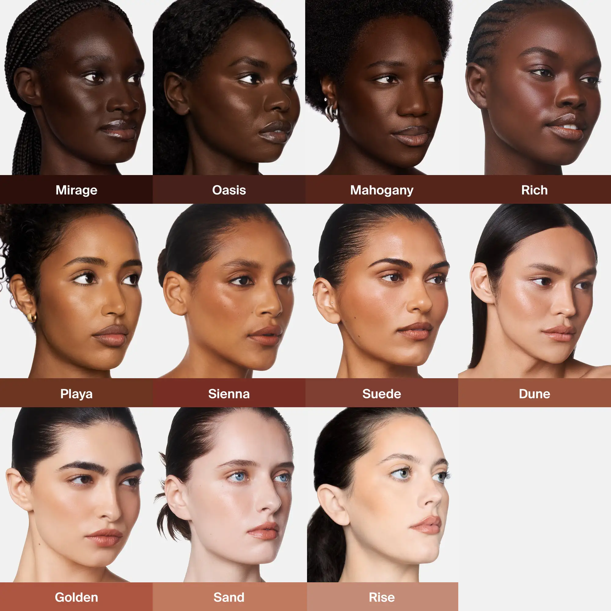 Оттенки бронзера Haus Labs Sun Dipped Bronzing Veil на моделях