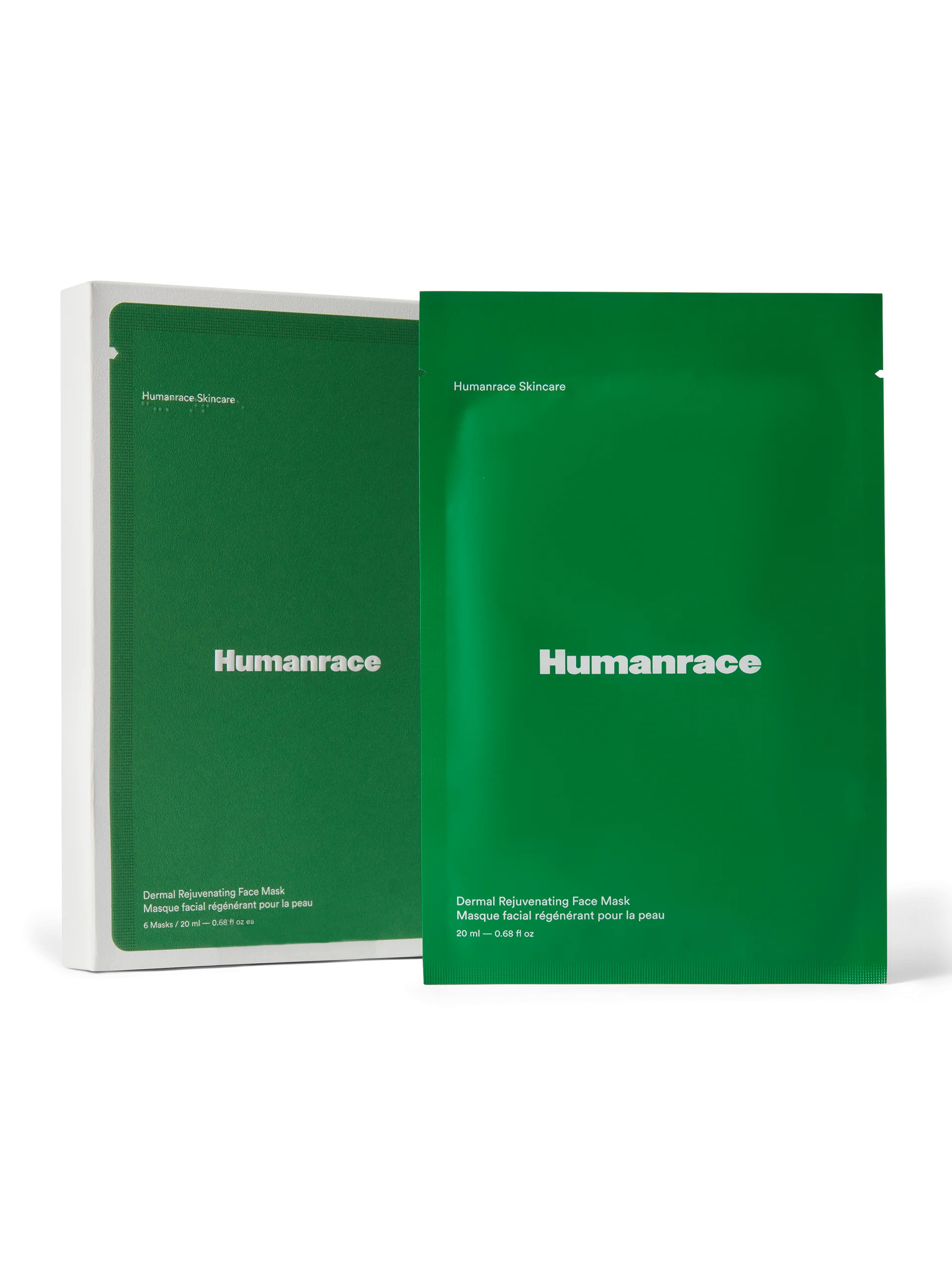 Упаковка маски Humanrace Dermal Rejuvenating Face Mask рядом с коробкой набора