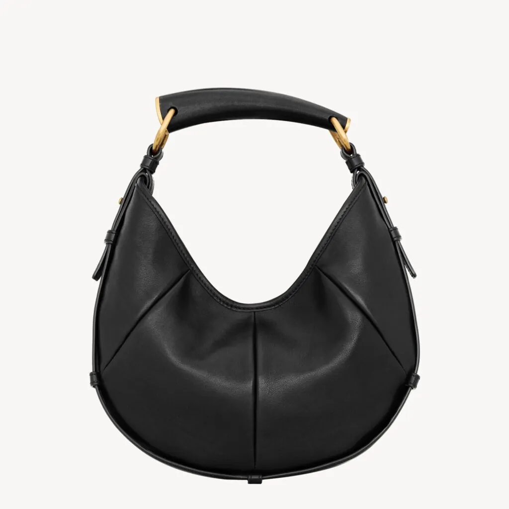 Черная кожаная сумка Saint Laurent Mombasa с изогнутой ручкой