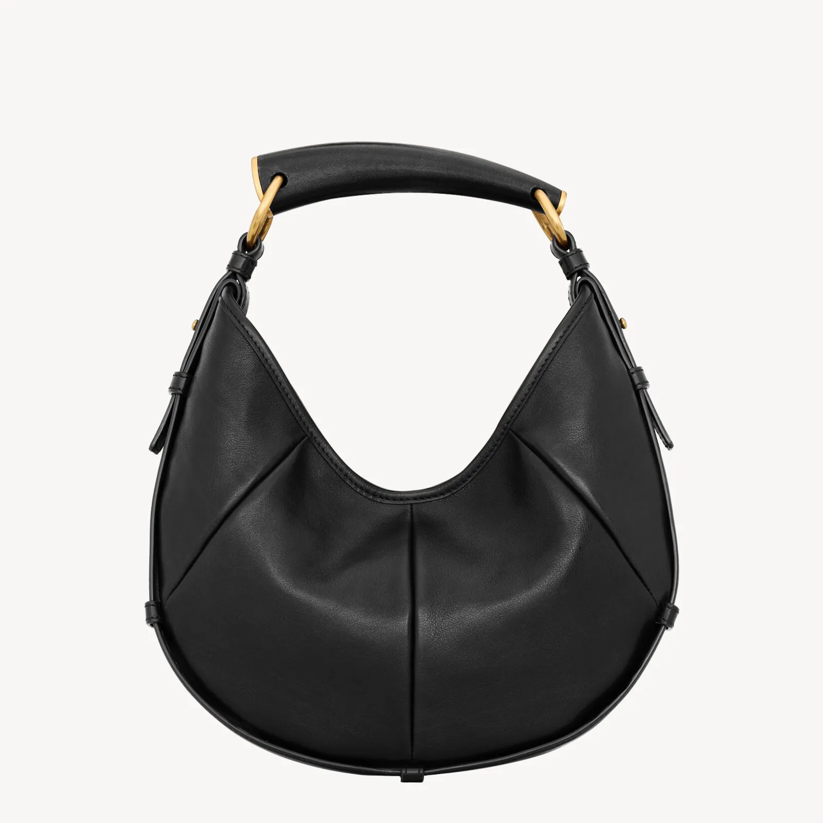 Черная кожаная сумка Saint Laurent Mombasa с изогнутой ручкой